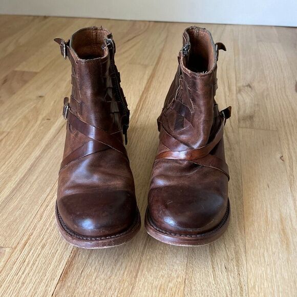 Freebird By Steven Sammi Brown Leather Ankle Boots Size 8 western‎ rodeo cowgirl - Picture 5 of 12